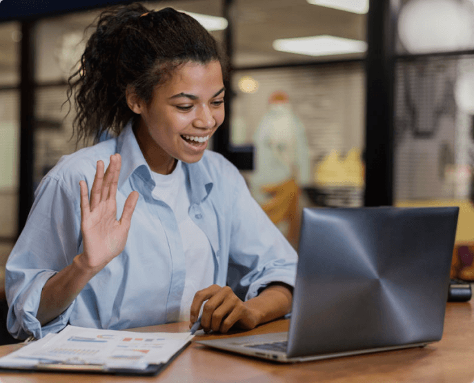 Support specialist working with an AI agent