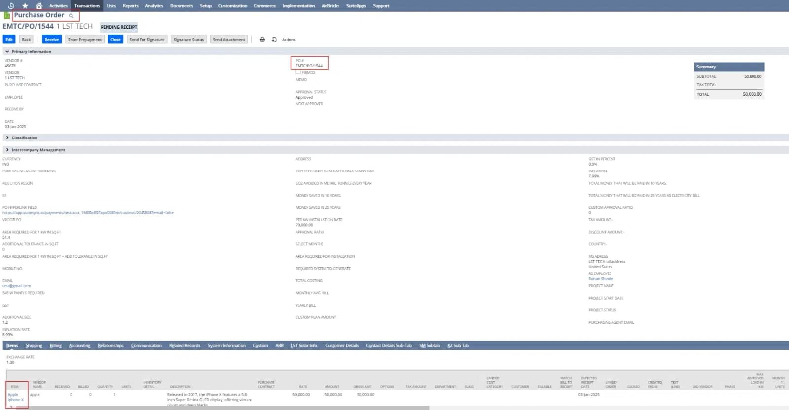 Compare the received items with the purchase order to ensure accuracy.